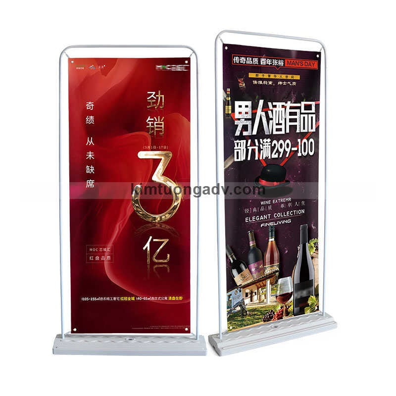 Standee Kiểu Cửa Đế Nước Màu Xám - Khung Chống Gió Giá Tốt 0