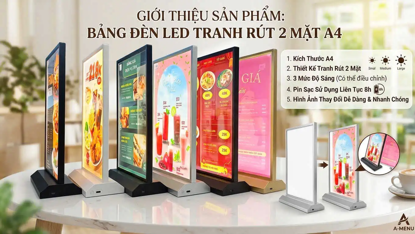 Bảng Led Kích Thước A4 - 2 Mặt Để Bàn